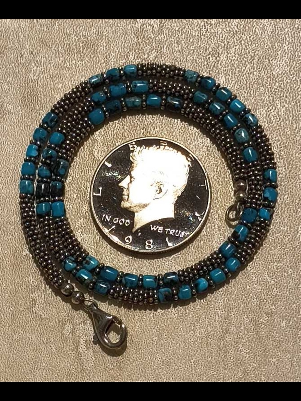 🔥 NWOT Genuine Turquoise & .925 Sterling Silver Beaded Necklace